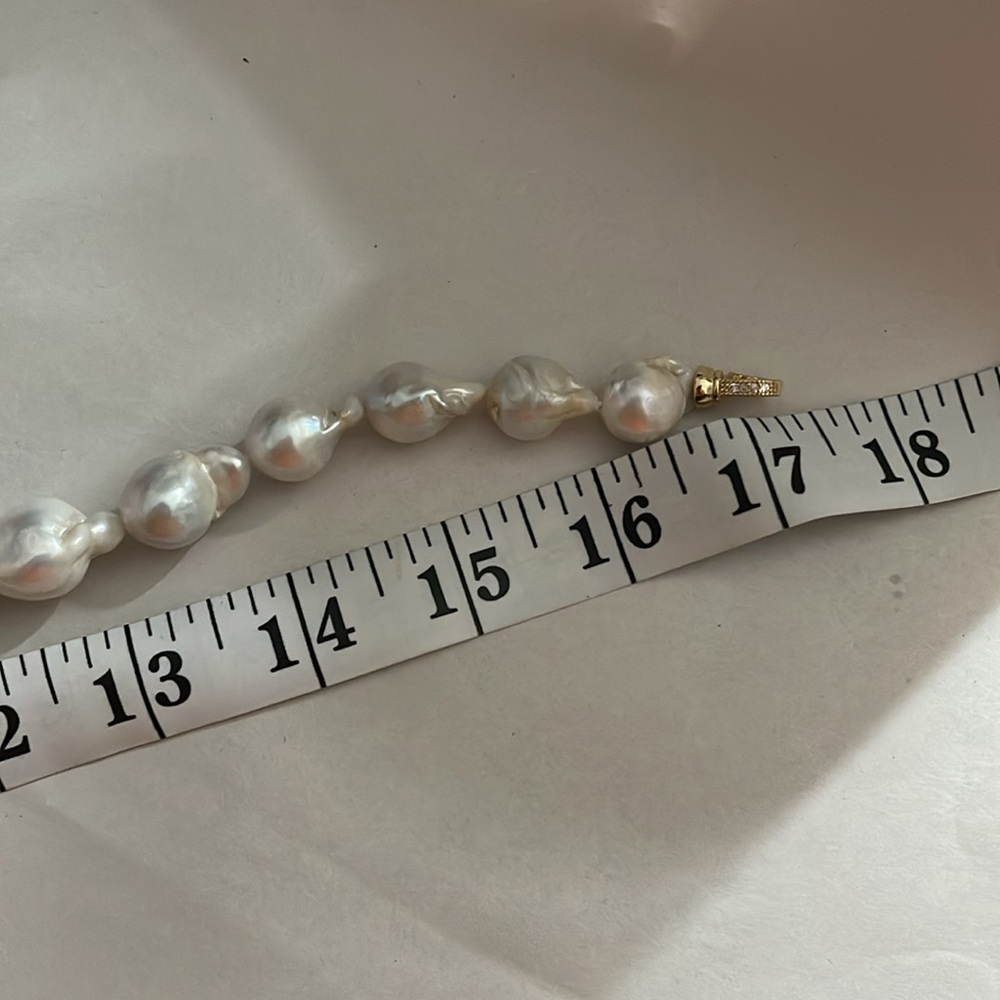 Genuine Natural Irregular Baroque Freshwater Large Pearl Choker Necklace - Picture 12 of 12